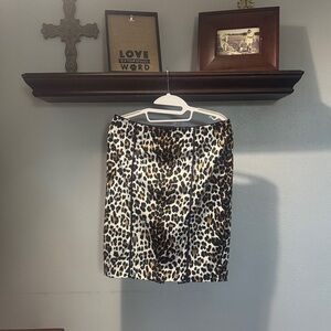 White House Black Market Leopard Print Mini Skirt - Black, Brown, Cream